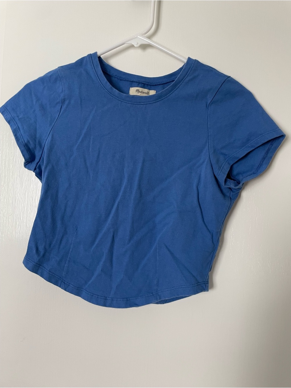 Madewell Short Sleeve Cropped Crewneck Tee in Royal Blue - Picture 3 of 3